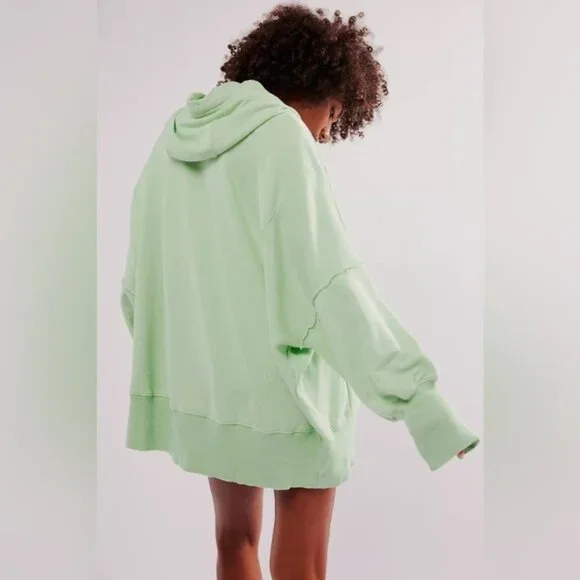 Free People Camden Zip Up Hoodie Gossamer Green NWT size- LARGE - Picture 3 of 7
